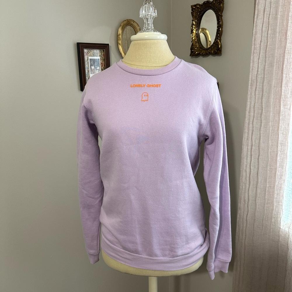 LONELY GHOST Text Me When You Get Home Lilac Crewneck Sweatshirt